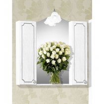 Зеркало-шкаф  для ванной Бриклаер Лючия 85 патина с серебром